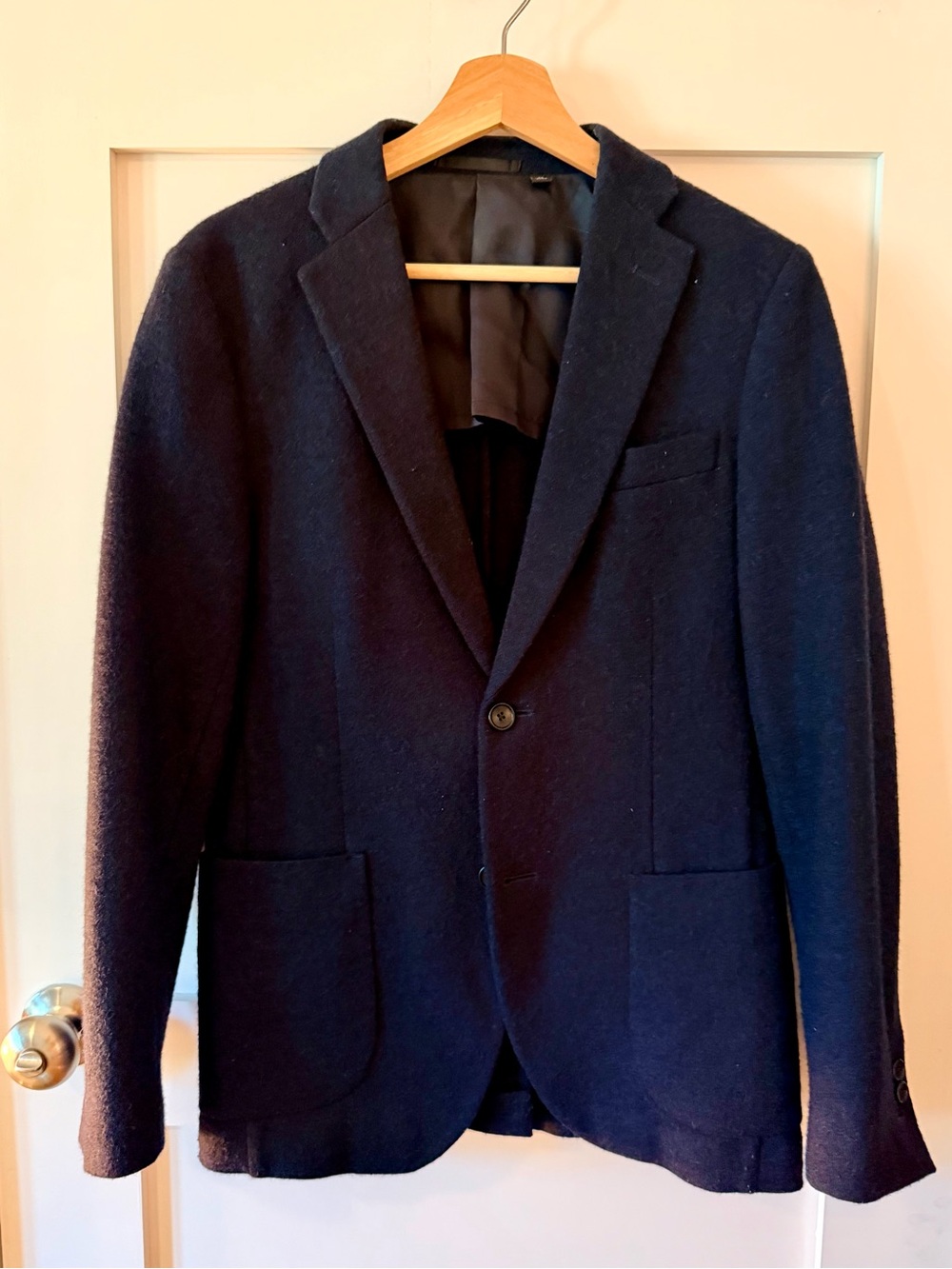 Men's Uniqlo Navy Blazer - Classic Single-Breasted Suit Jacket